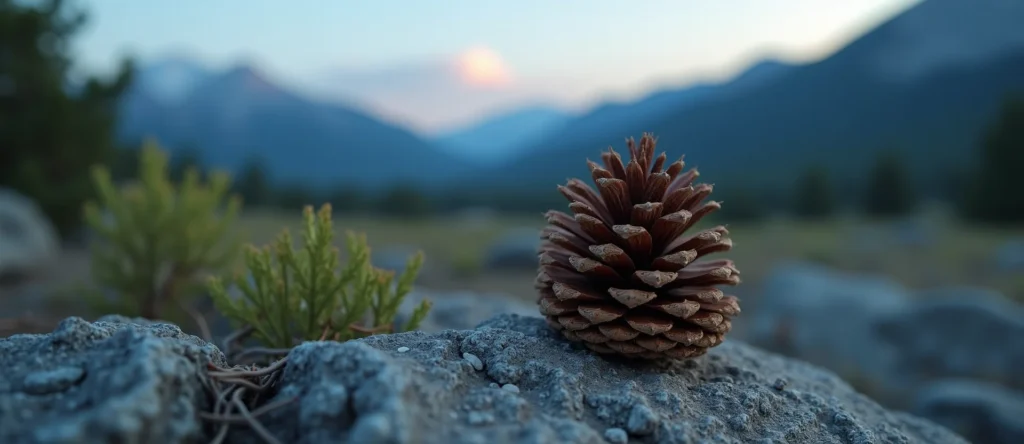 Symbolizing Seed/New Beginning: A local Quaking Aspen opening pine cone. - AI Generated