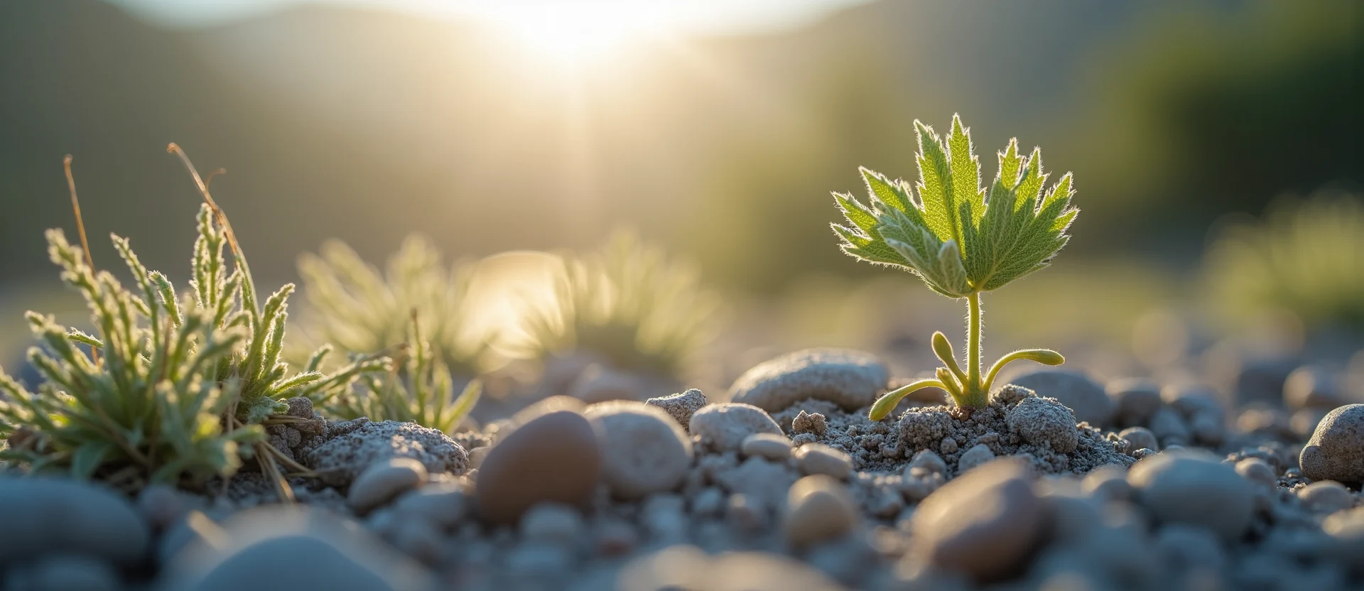 Symbolizing Seed/New Beginning: A local Indian Paintbrush sprouting sagebrush seedling. - AI Generated