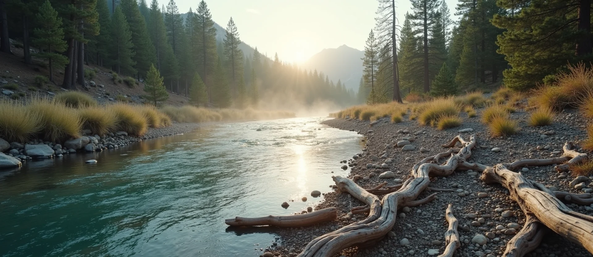 Symbolizing Flow/Cleansing: A local Ponderosa Pine clear cold snowmelt stream. - AI Generated