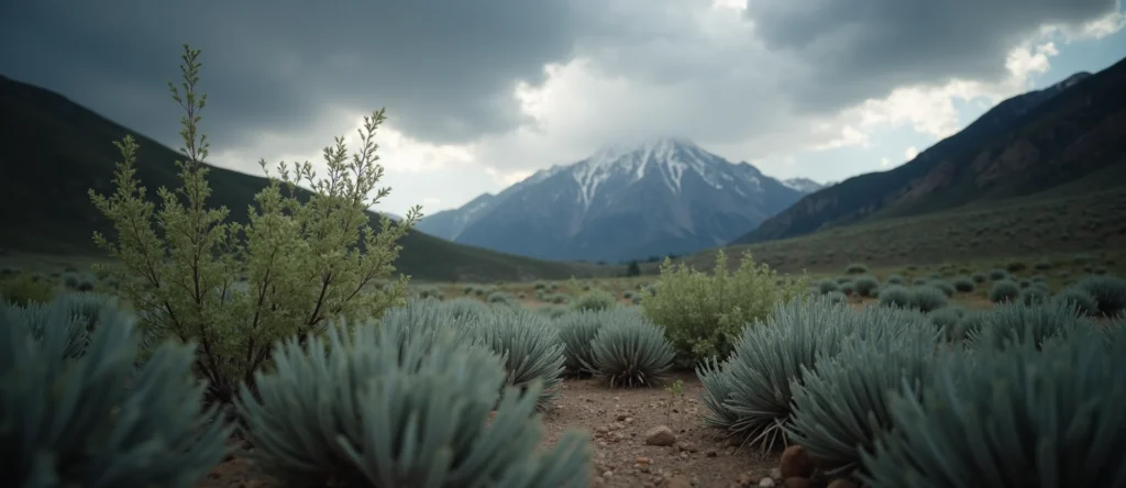 Symbolizing Identity/Local: A local Sagebrush (Artemisia tridentata) Sierra Nevada skyline. - AI Generated