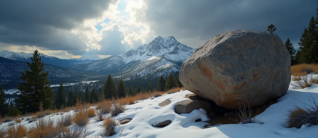 Symbolizing Stability/Peak: A local Ponderosa Pine unshakable boulder. - AI Generated