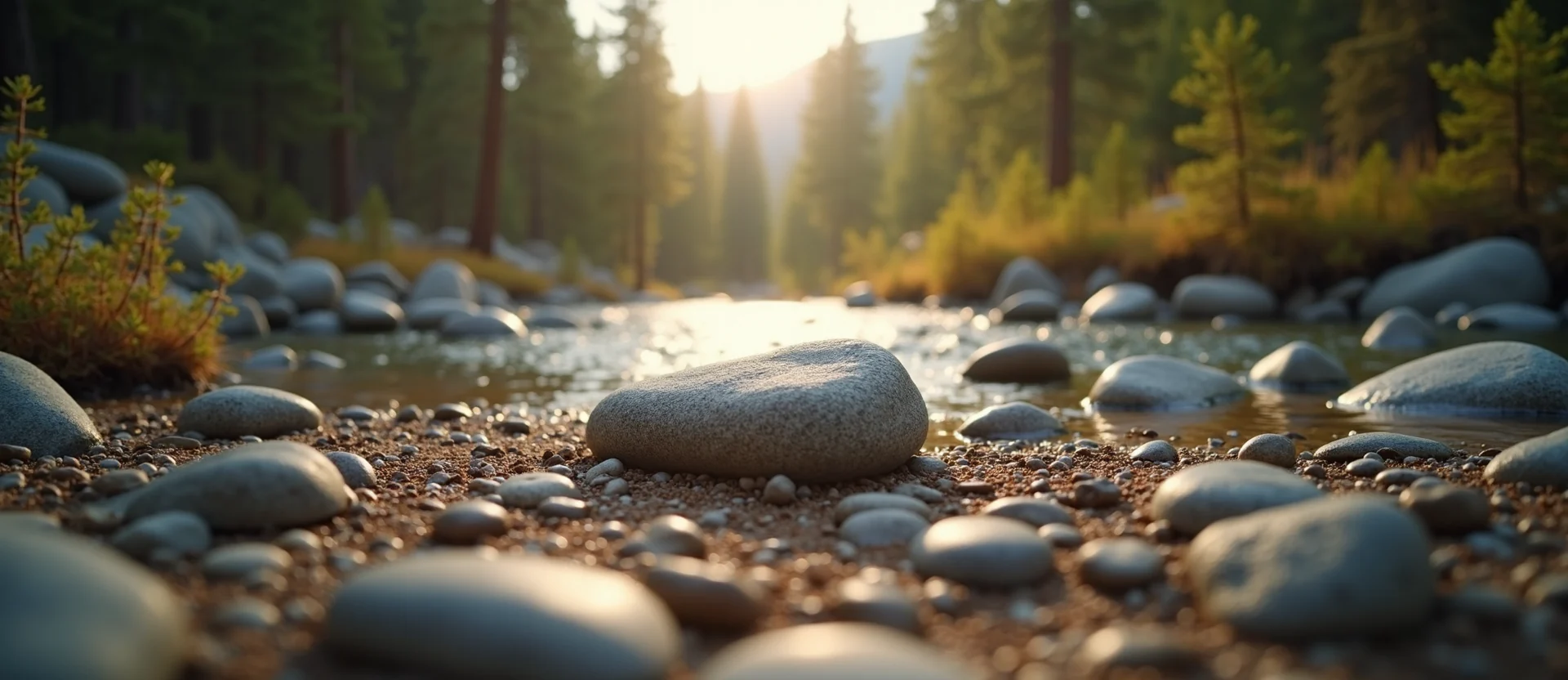 Symbolizing Flow/Cleansing: A local Quaking Aspen smooth Truckee river stones. - AI Generated