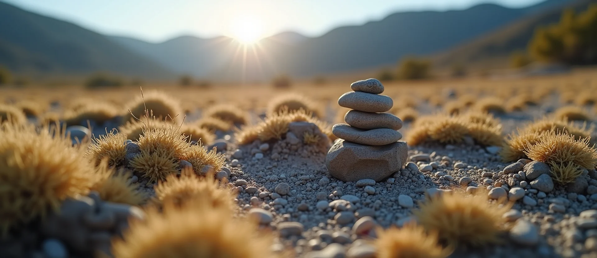 Symbolizing Stability/Peak: A local Bitterbrush ancient rock cairn. - AI Generated