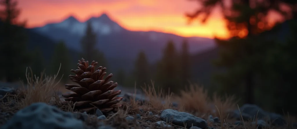 Symbolizing Seed/New Beginning: A local Ponderosa Pine opening pine cone. - AI Generated