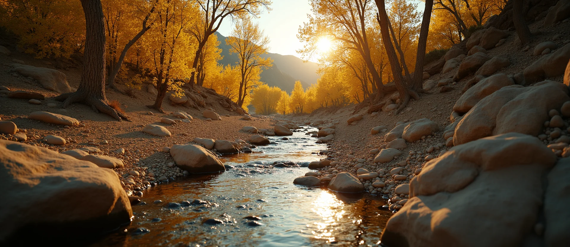 Symbolizing Flow/Cleansing: A local Quaking Aspen babbling mountain creek. - AI Generated