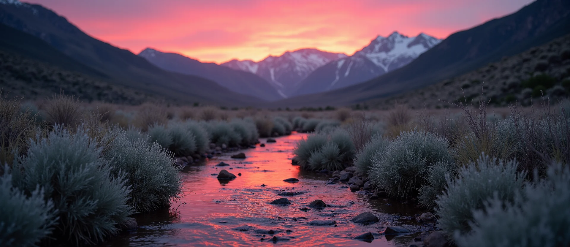 Symbolizing Flow/Cleansing: A local Rabbitbrush babbling mountain creek. - AI Generated