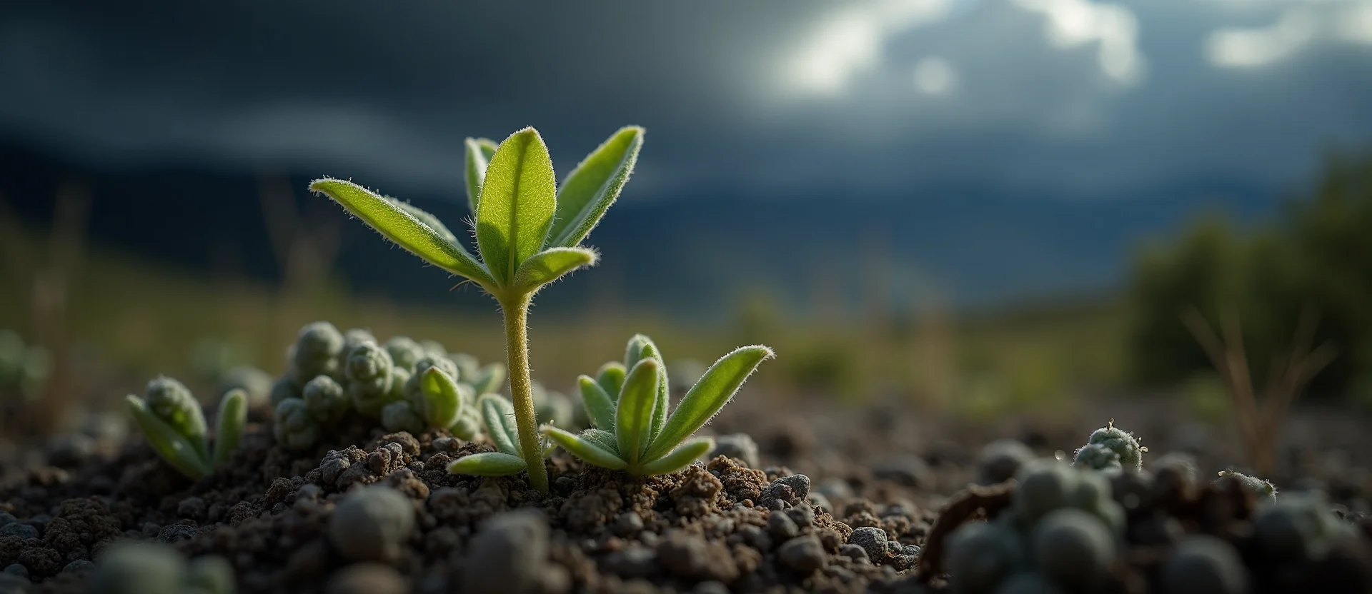Symbolizing Seed/New Beginning: A local Quaking Aspen sprouting sagebrush seedling. - AI Generated