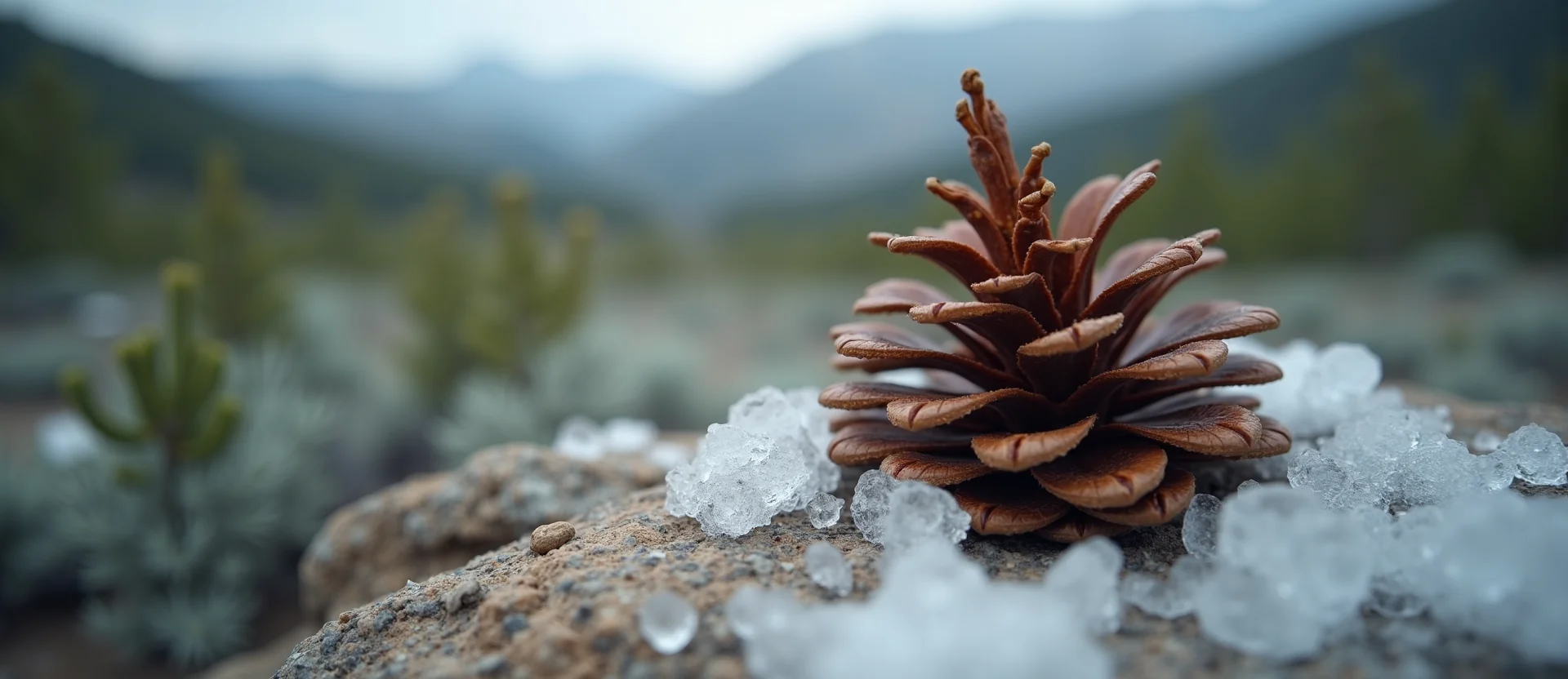 Symbolizing Seed/New Beginning: A local Sierra Juniper opening pine cone. - AI Generated
