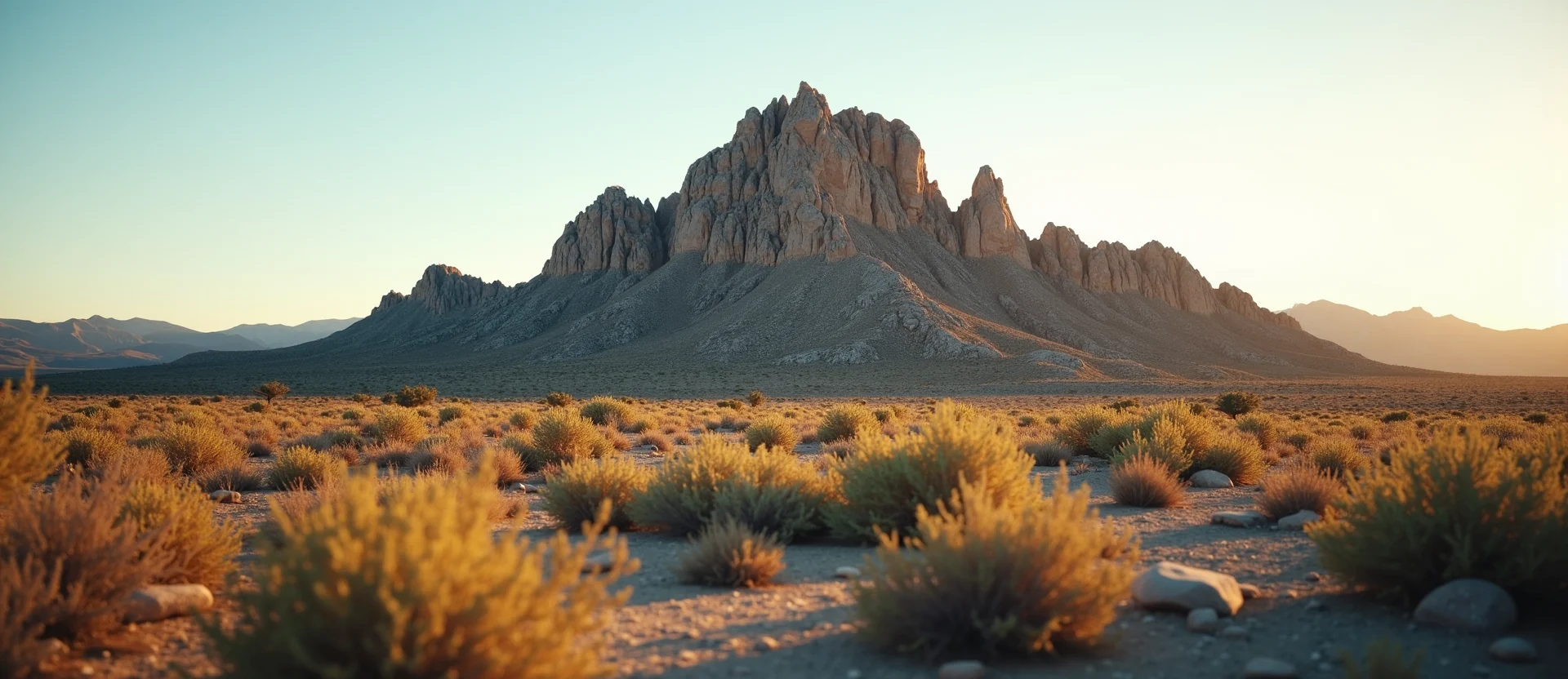 Symbolizing Stability/Peak: A local Sagebrush (Artemisia tridentata) jagged granite peak. - AI Generated