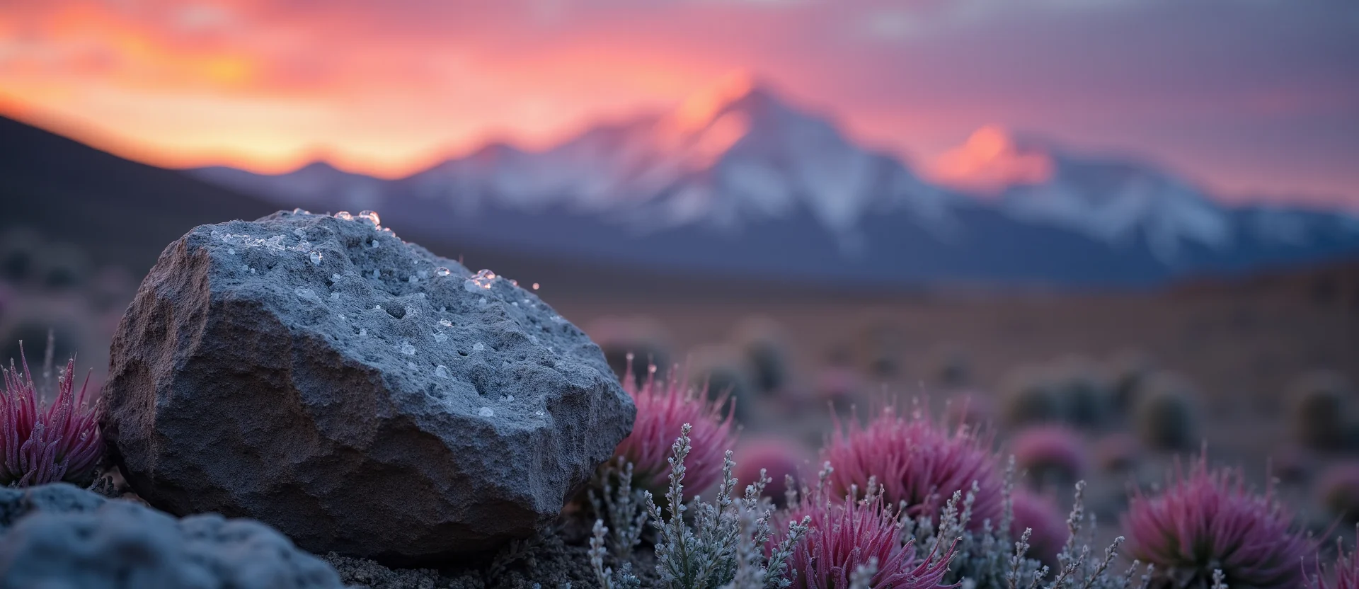 Symbolizing Stability/Peak: A local Indian Paintbrush unshakable boulder. - AI Generated