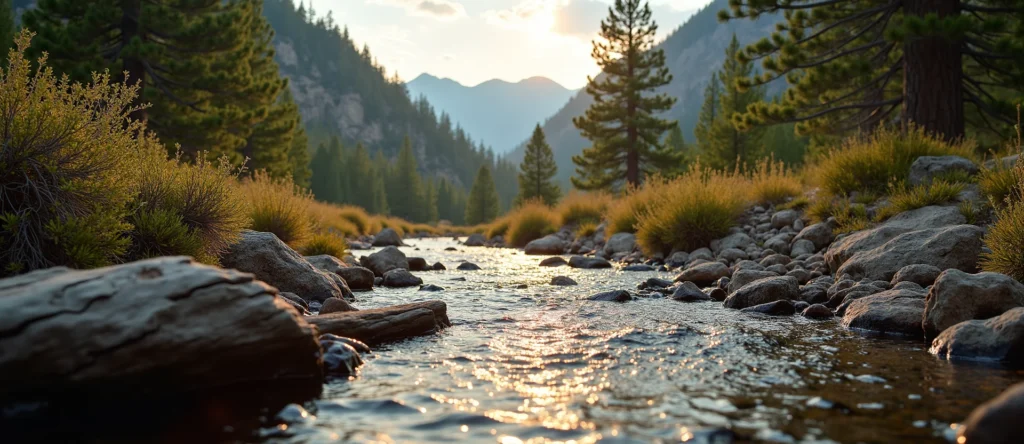 Symbolizing Flow/Cleansing: A local Manzanita babbling mountain creek. - AI Generated