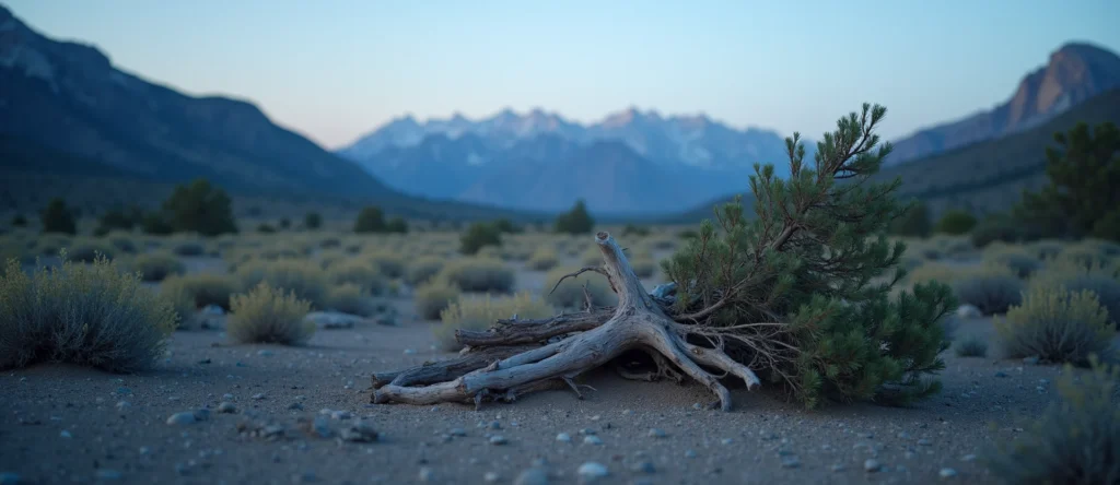Symbolizing Growth/Resilience: A local Indian Paintbrush gnarled juniper roots. - AI Generated