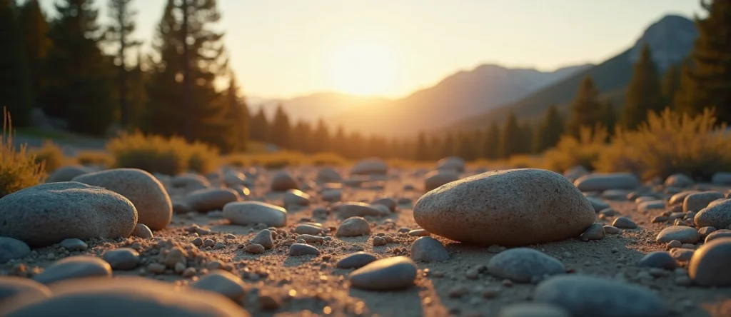 Symbolizing Flow/Cleansing: A local Ponderosa Pine smooth Truckee river stones. - AI Generated