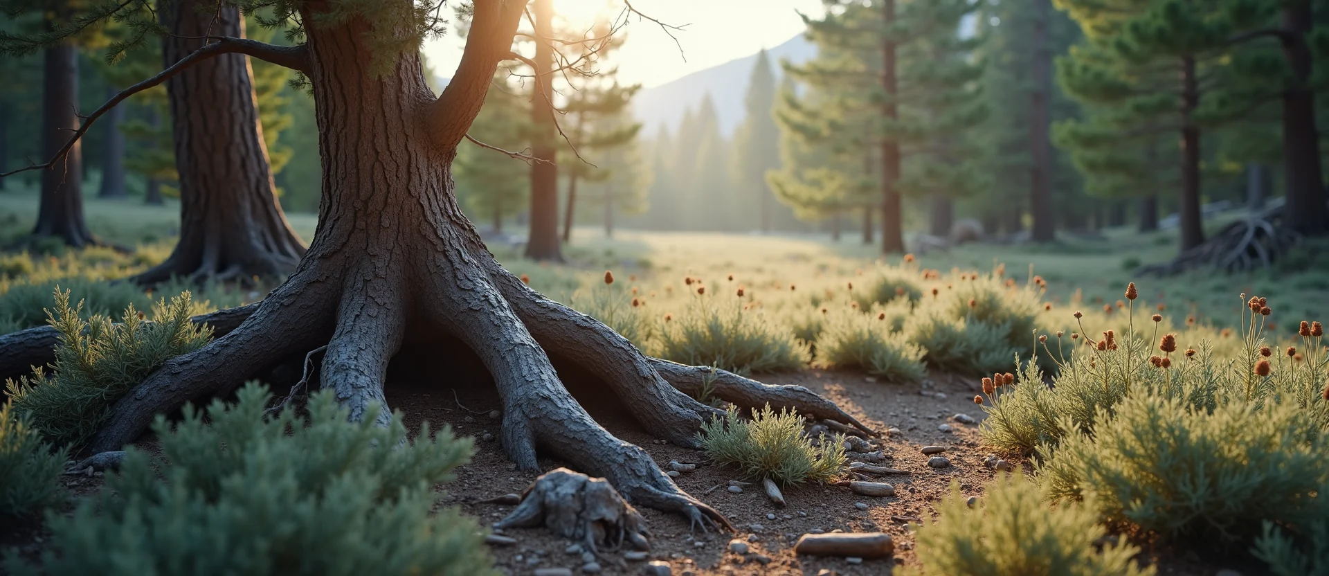 Symbolizing Growth/Resilience: A local Sagebrush (Artemisia tridentata) gnarled juniper roots. - AI Generated