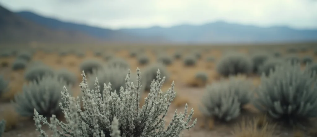 Symbolizing Stability/Peak: A local Rabbitbrush distant Sierra horizon. - AI Generated