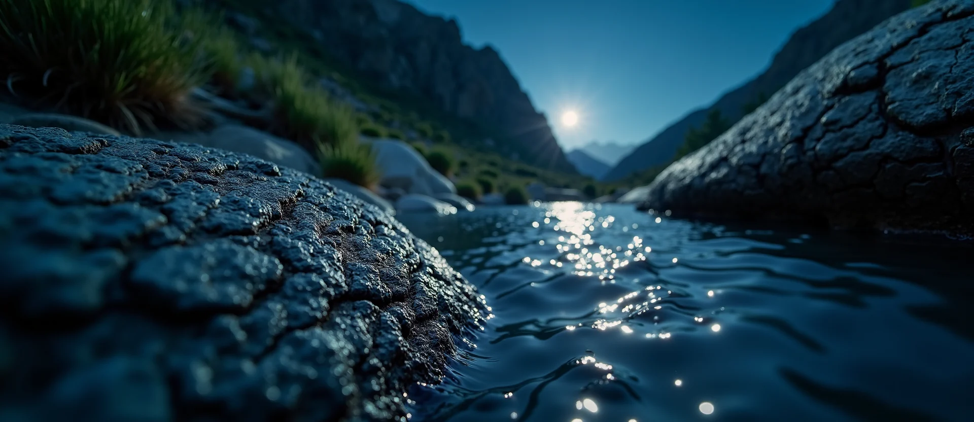 Symbolizing Flow/Cleansing: A local Bitterbrush babbling mountain creek. - AI Generated