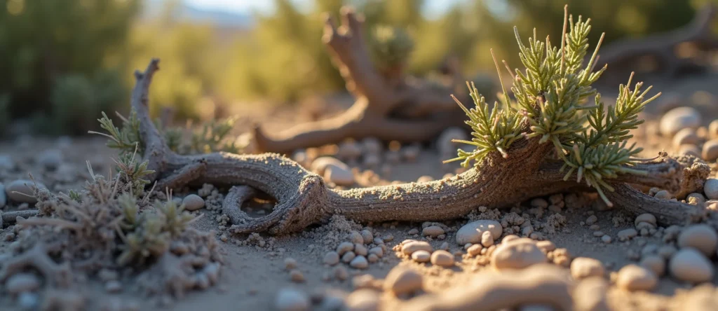 Symbolizing Growth/Resilience: A local Bitterbrush gnarled juniper roots. - AI Generated