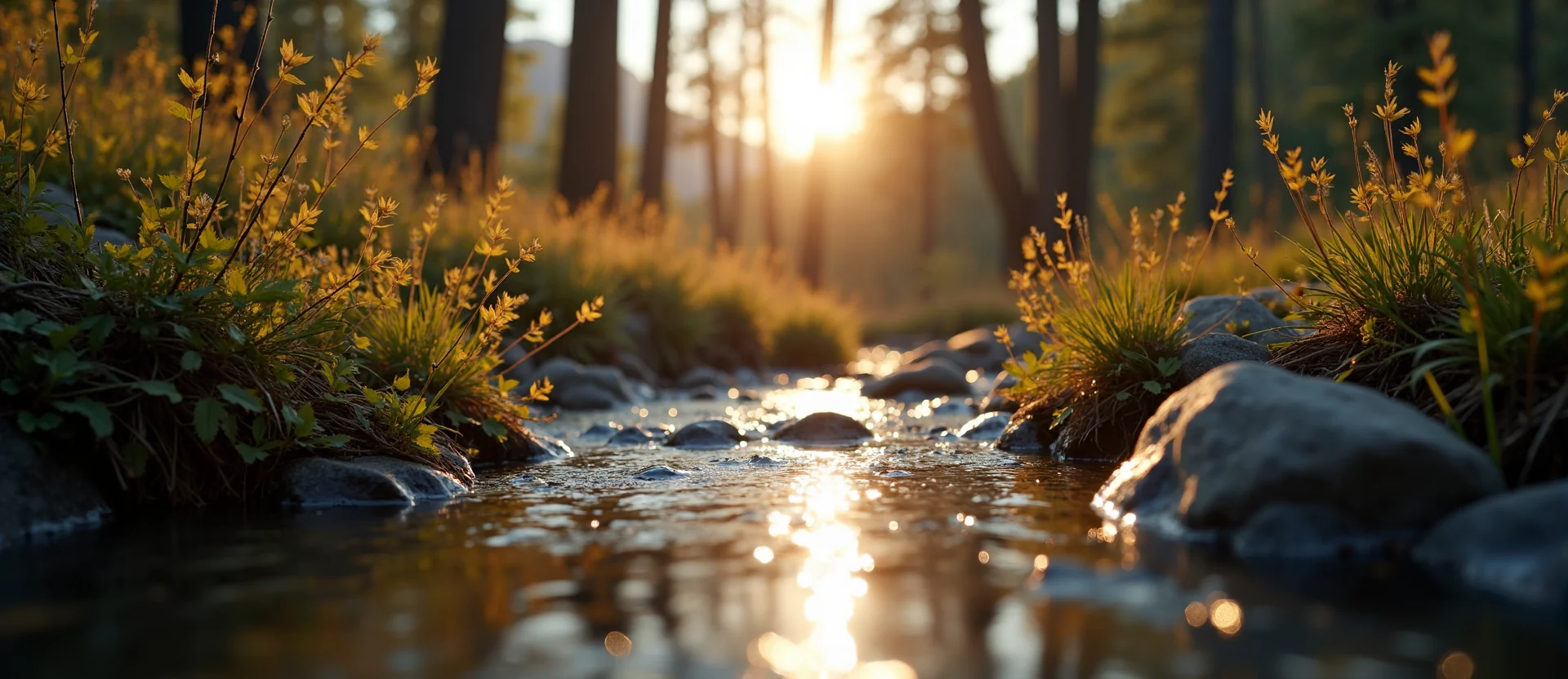 Symbolizing Flow/Cleansing: A local Quaking Aspen clear cold snowmelt stream. - AI Generated