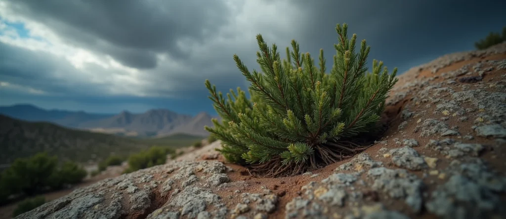 Symbolizing Growth/Resilience: A local Bitterbrush tree growing out of a rock cleft. - AI Generated