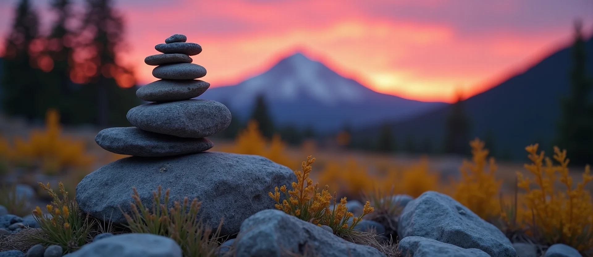 Symbolizing Stability/Peak: A local Quaking Aspen ancient rock cairn. - AI Generated