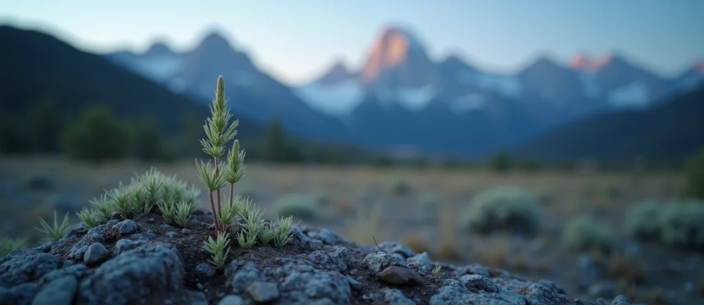 Symbolizing Seed/New Beginning: A local Quaking Aspen sprouting sagebrush seedling. - AI Generated