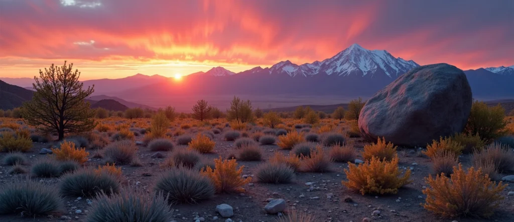 Symbolizing Stability/Peak: A local Desert Peach unshakable boulder. - AI Generated