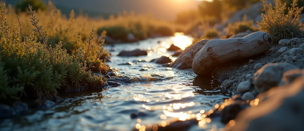 Symbolizing Flow/Cleansing: A local Sagebrush (Artemisia tridentata) babbling mountain creek. - AI Generated