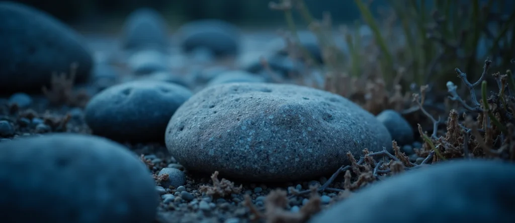 Symbolizing Flow/Cleansing: A local Rabbitbrush smooth Truckee river stones. - AI Generated