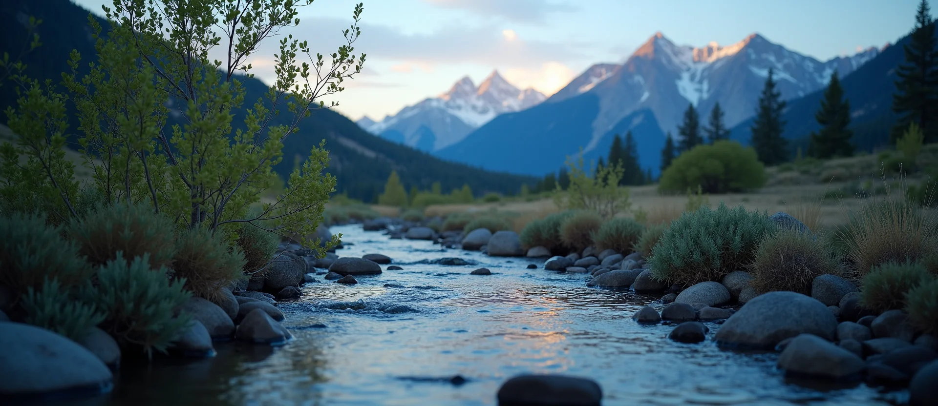 Symbolizing Flow/Cleansing: A local Manzanita clear cold snowmelt stream. - AI Generated