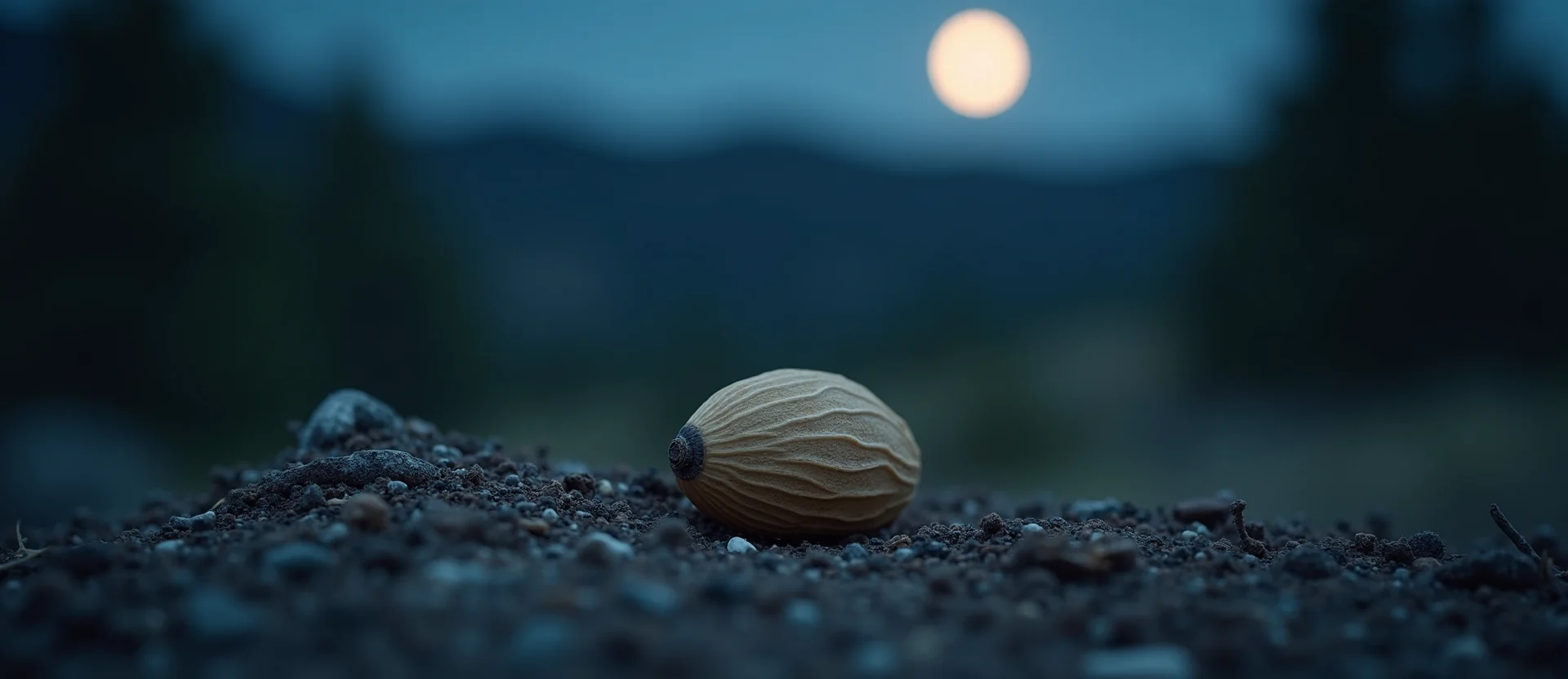 Symbolizing Seed/New Beginning: A local Quaking Aspen single pine seed on dry earth. - AI Generated