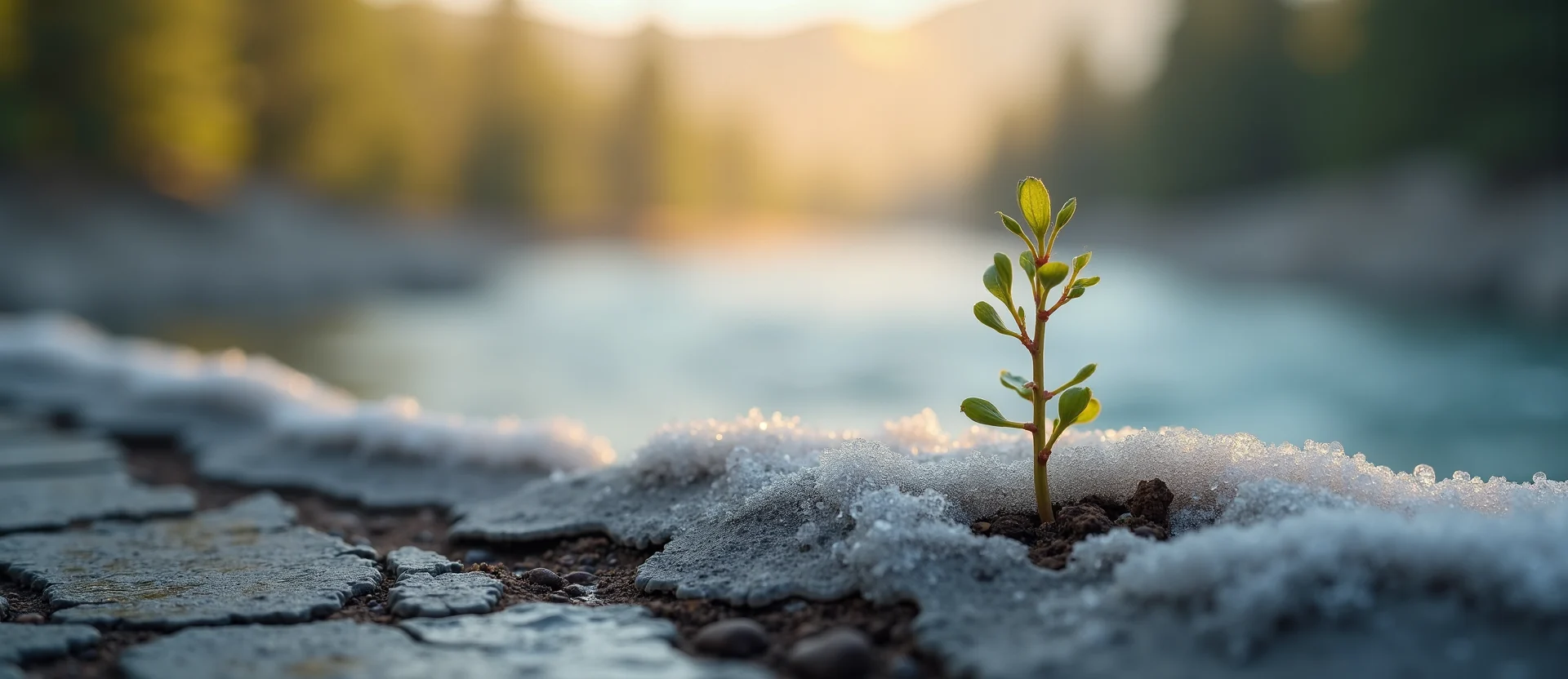 Symbolizing Seed/New Beginning: A local Mountain Mahogany shoot emerging from cracked soil. - AI Generated