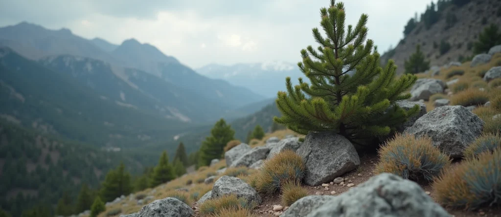 Symbolizing Growth/Resilience: A local Indian Paintbrush tree growing out of a rock cleft. - AI Generated