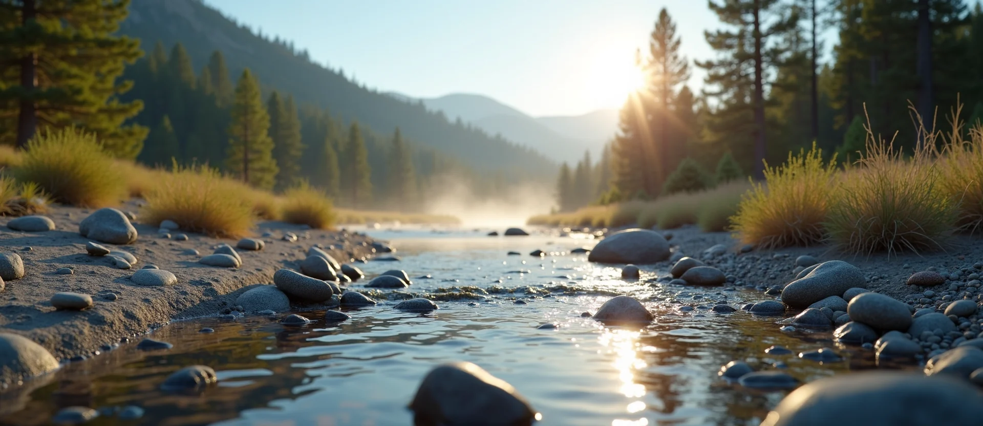 Symbolizing Flow/Cleansing: A local Ponderosa Pine smooth Truckee river stones. - AI Generated