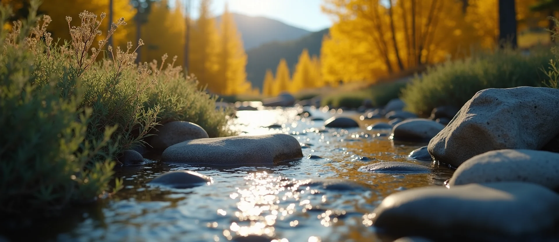 Symbolizing Flow/Cleansing: A local Bitterbrush smooth Truckee river stones. - AI Generated