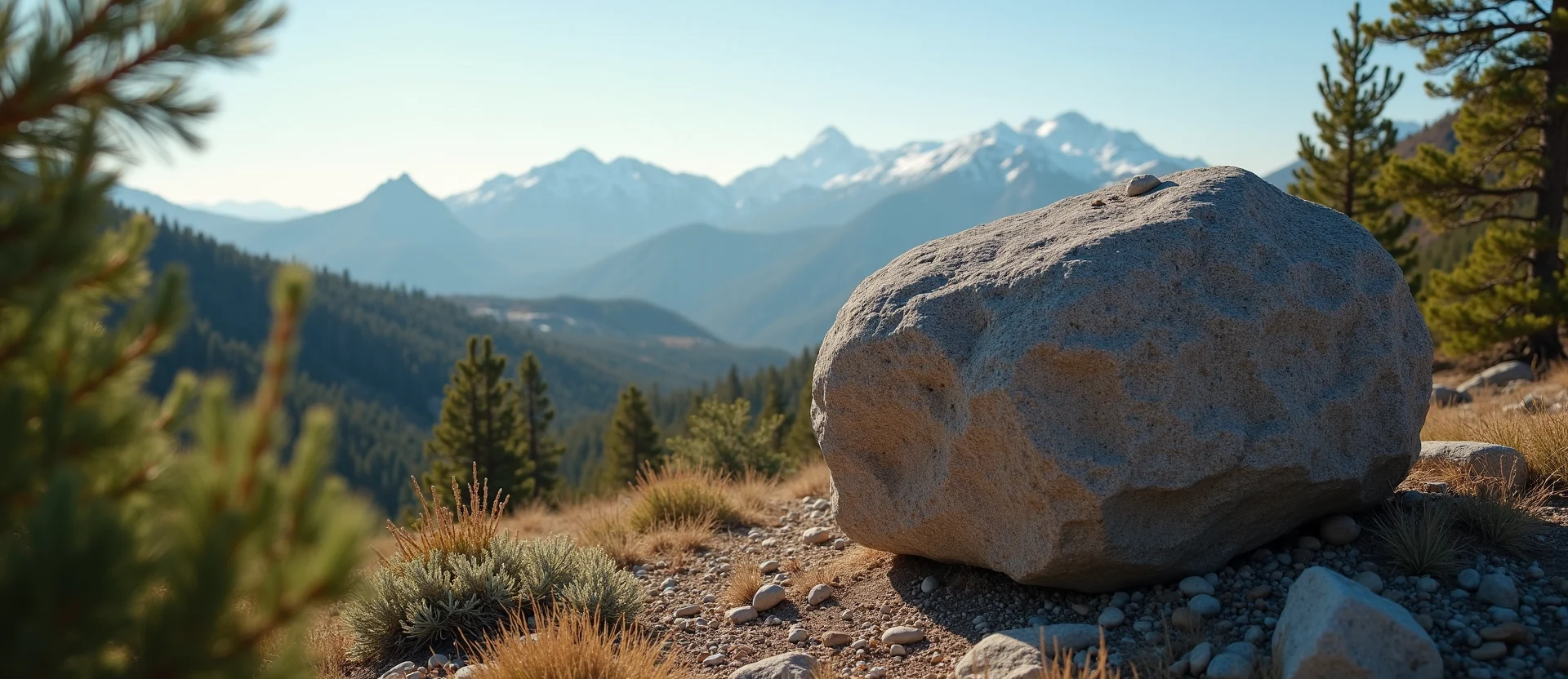Symbolizing Stability/Peak: A local Mountain Mahogany unshakable boulder. - AI Generated