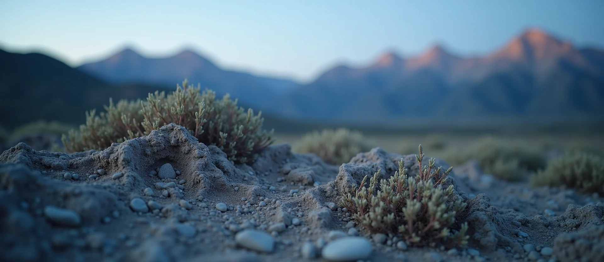 Symbolizing Stability/Peak: A local Rabbitbrush solid mountain ridge. - AI Generated
