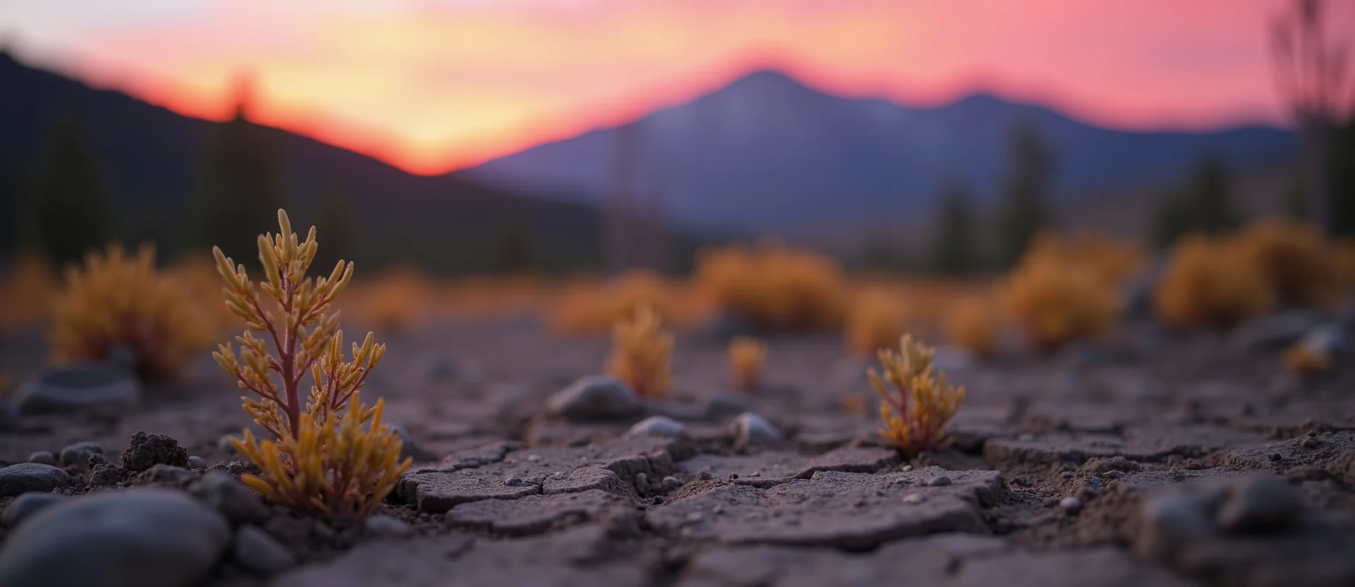 Symbolizing Seed/New Beginning: A local Indian Paintbrush shoot emerging from cracked soil. - AI Generated
