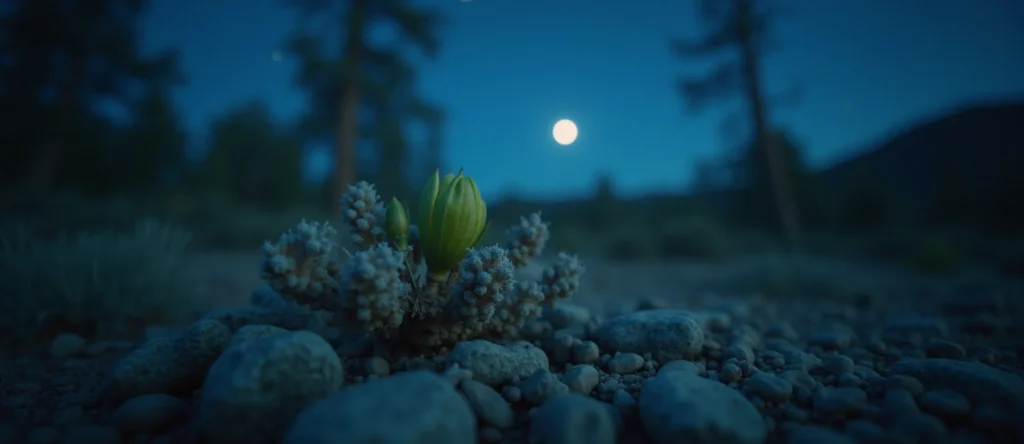 Symbolizing Seed/New Beginning: A local Sierra Juniper new green bud on a branch. - AI Generated
