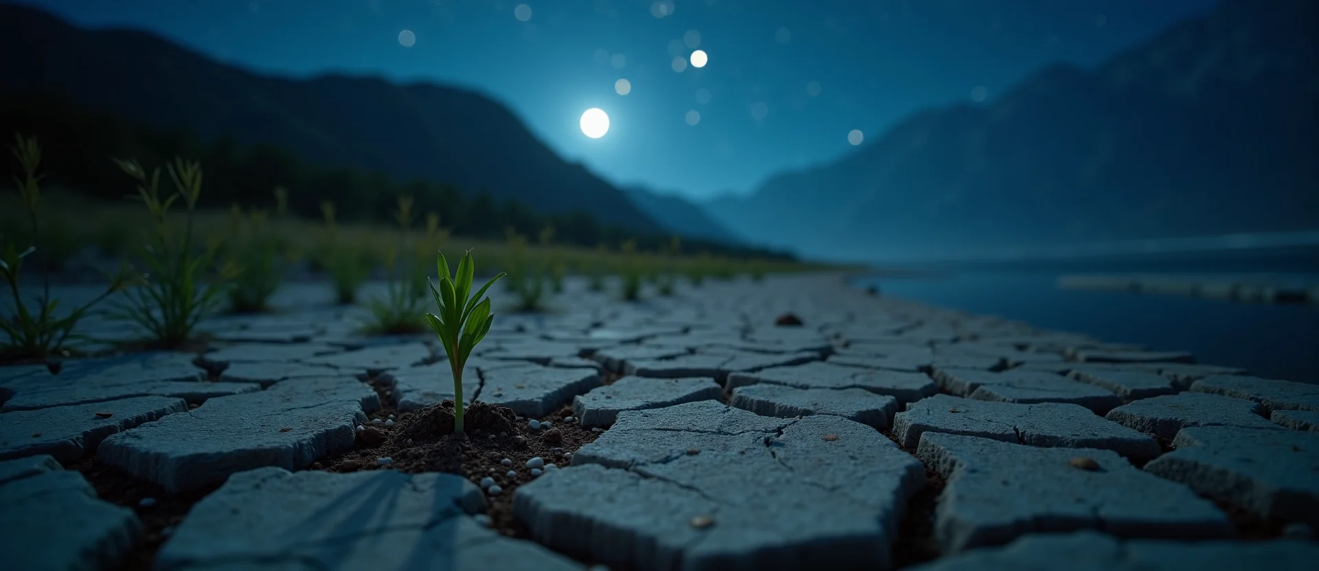 Symbolizing Seed/New Beginning: A local Quaking Aspen shoot emerging from cracked soil. - AI Generated