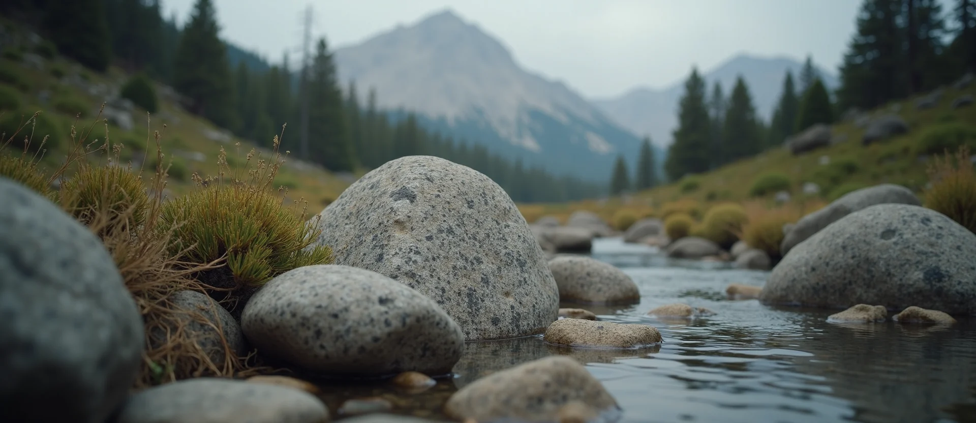 Symbolizing Flow/Cleansing: A local Sierra Juniper smooth Truckee river stones. - AI Generated
