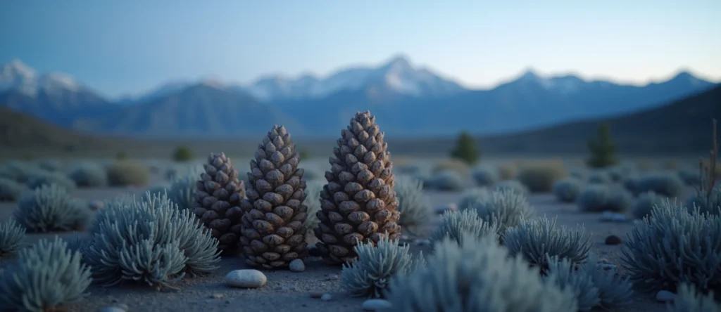 Symbolizing Seed/New Beginning: A local Bitterbrush opening pine cone. - AI Generated