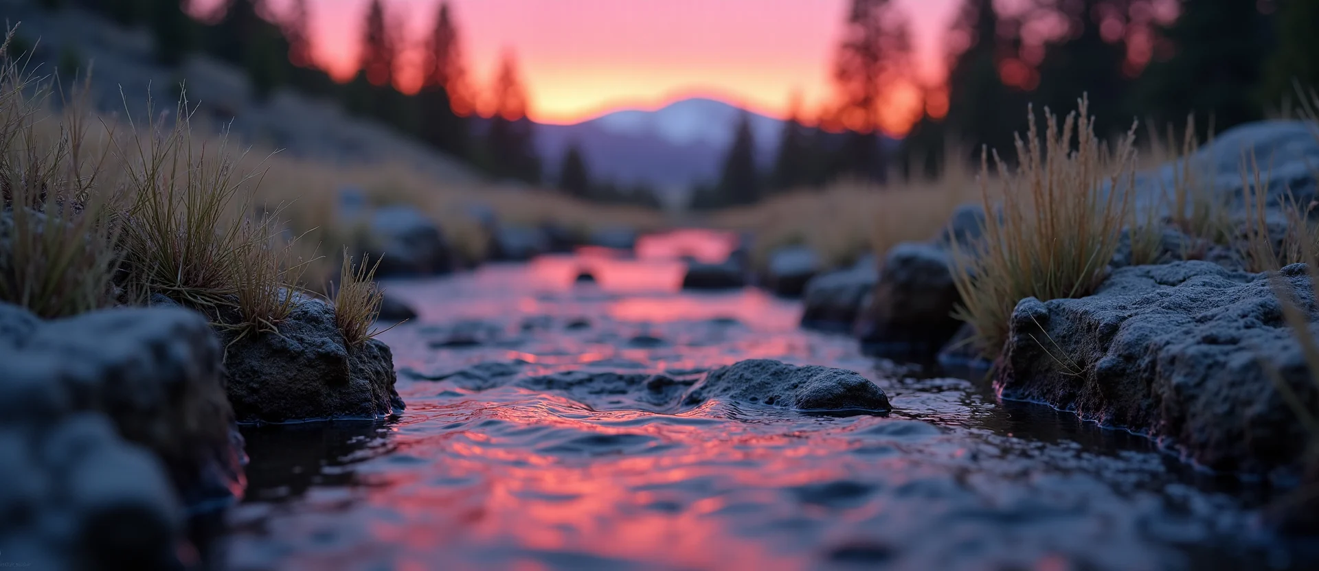 Symbolizing Flow/Cleansing: A local Sagebrush (Artemisia tridentata) clear cold snowmelt stream. - AI Generated