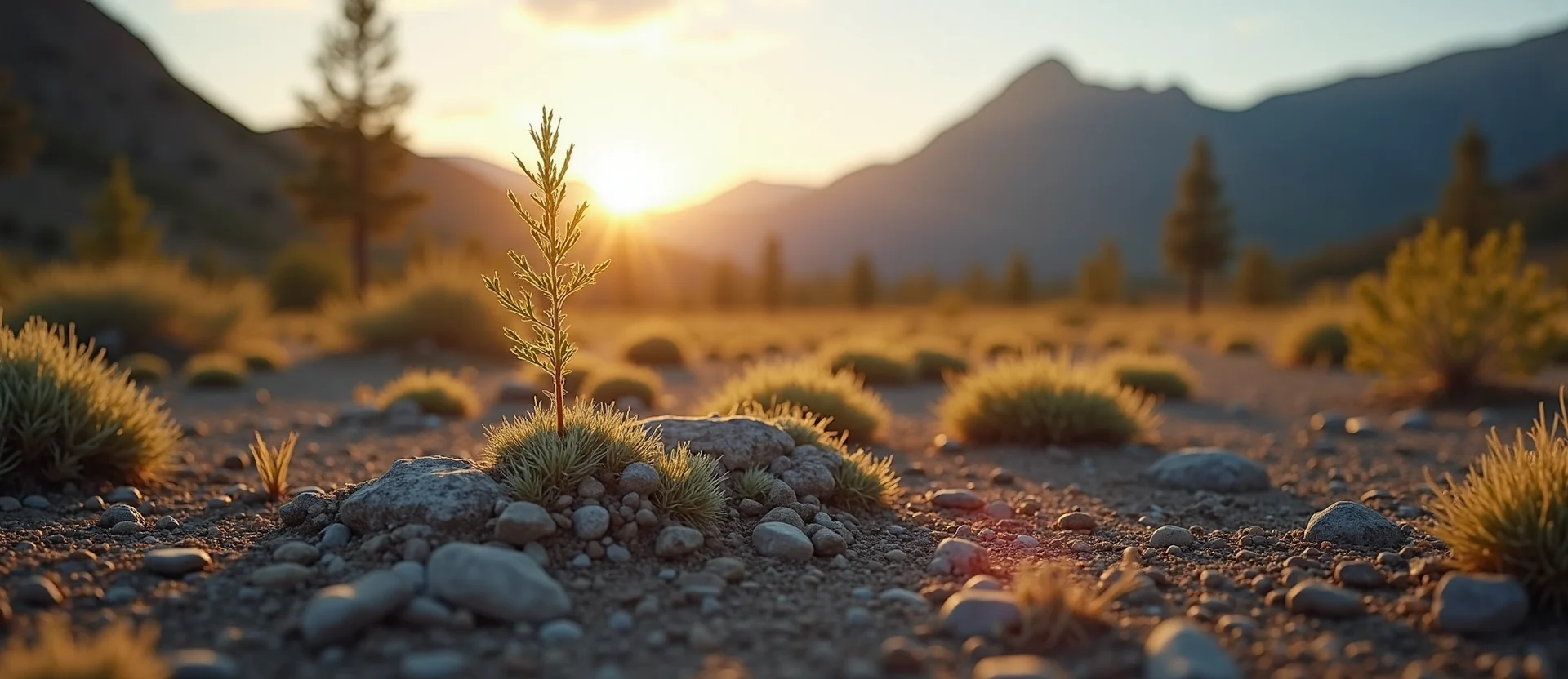 Symbolizing Seed/New Beginning: A local Quaking Aspen sprouting sagebrush seedling. - AI Generated