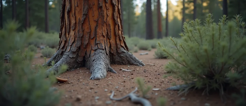Symbolizing Growth/Resilience: A local Desert Peach sturdy weathered tree trunk. - AI Generated