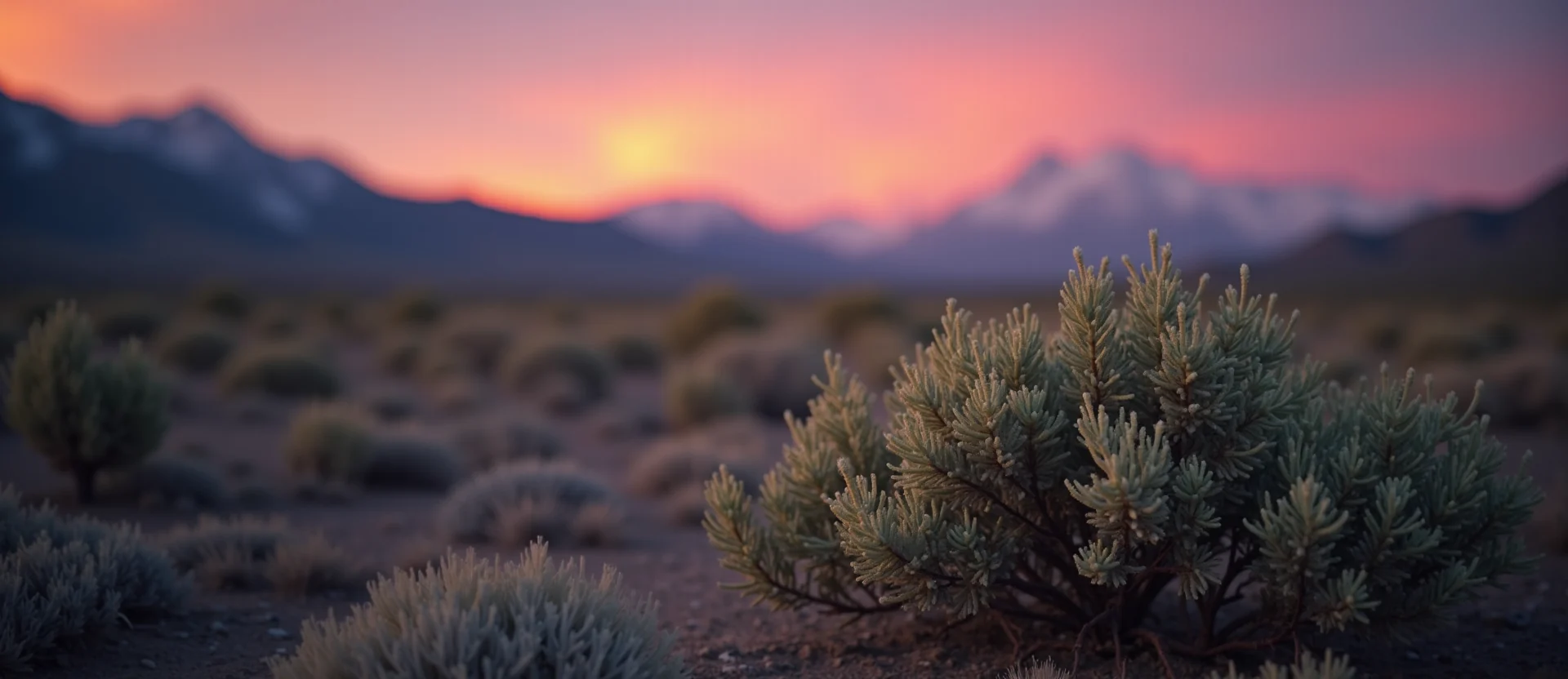Symbolizing Stability/Peak: A local Bitterbrush distant Sierra horizon. - AI Generated