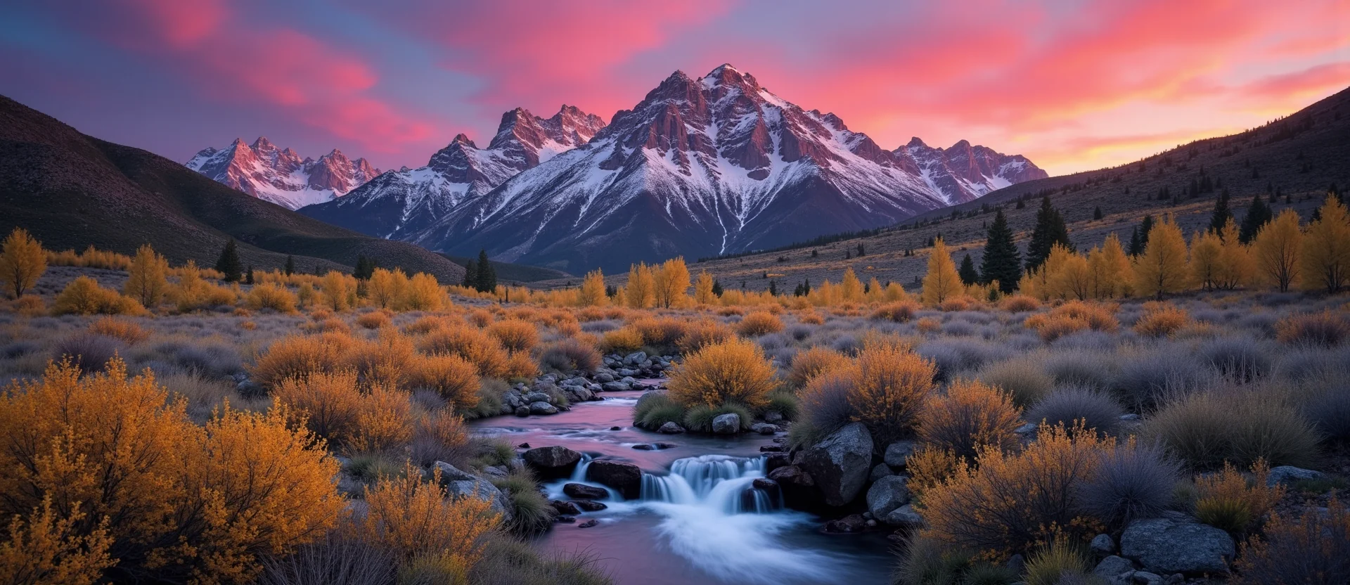 Symbolizing Flow/Cleansing: A local Indian Paintbrush hidden small waterfall. - AI Generated