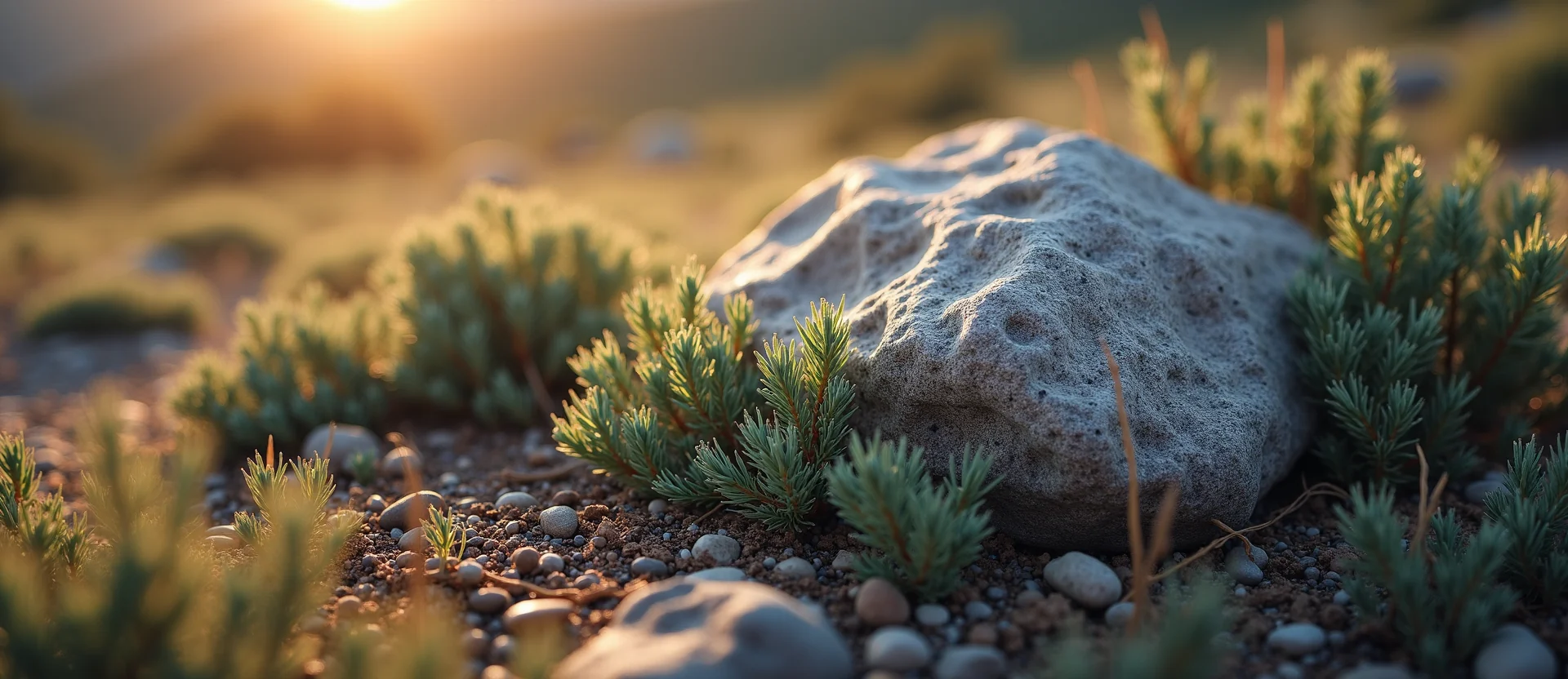 Symbolizing Stability/Peak: A local Rabbitbrush unshakable boulder. - AI Generated