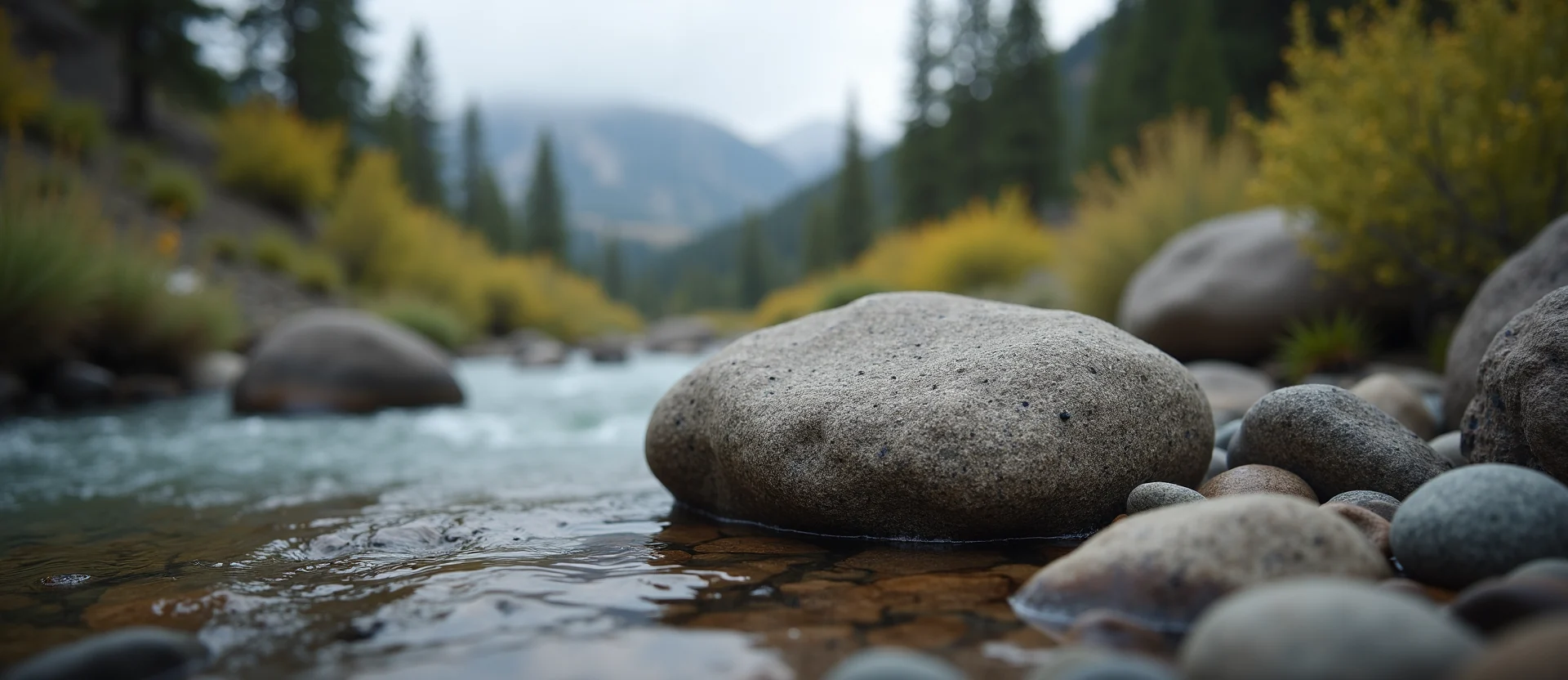 Symbolizing Flow/Cleansing: A local Quaking Aspen smooth Truckee river stones. - AI Generated