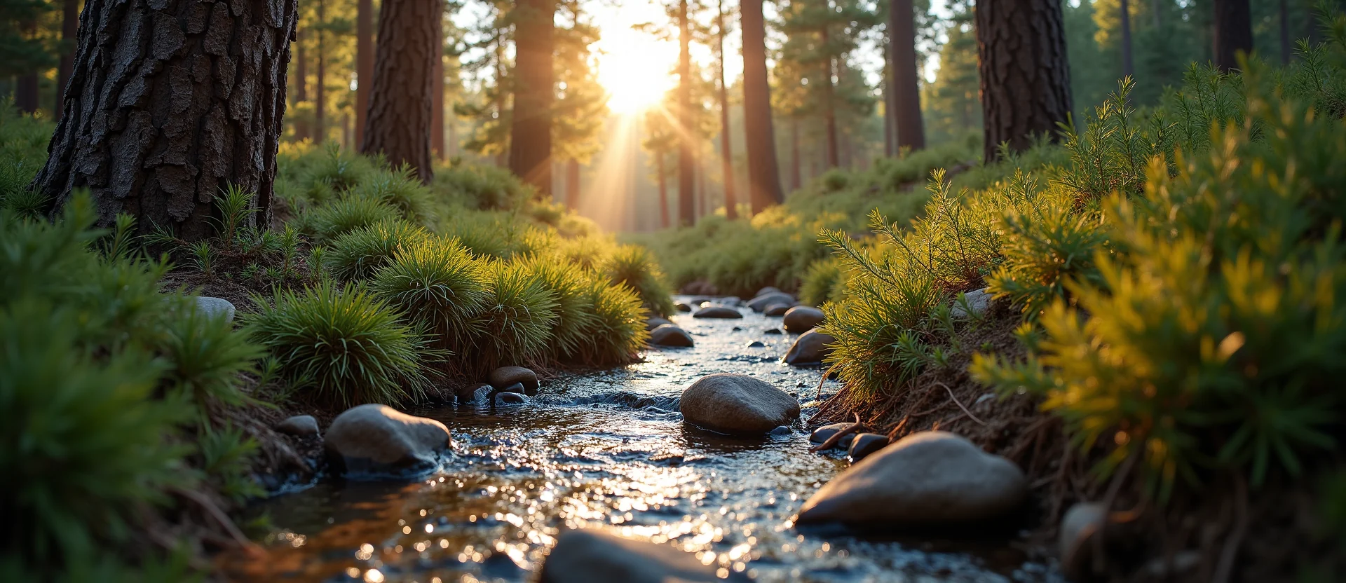 Symbolizing Flow/Cleansing: A local Bitterbrush babbling mountain creek. - AI Generated