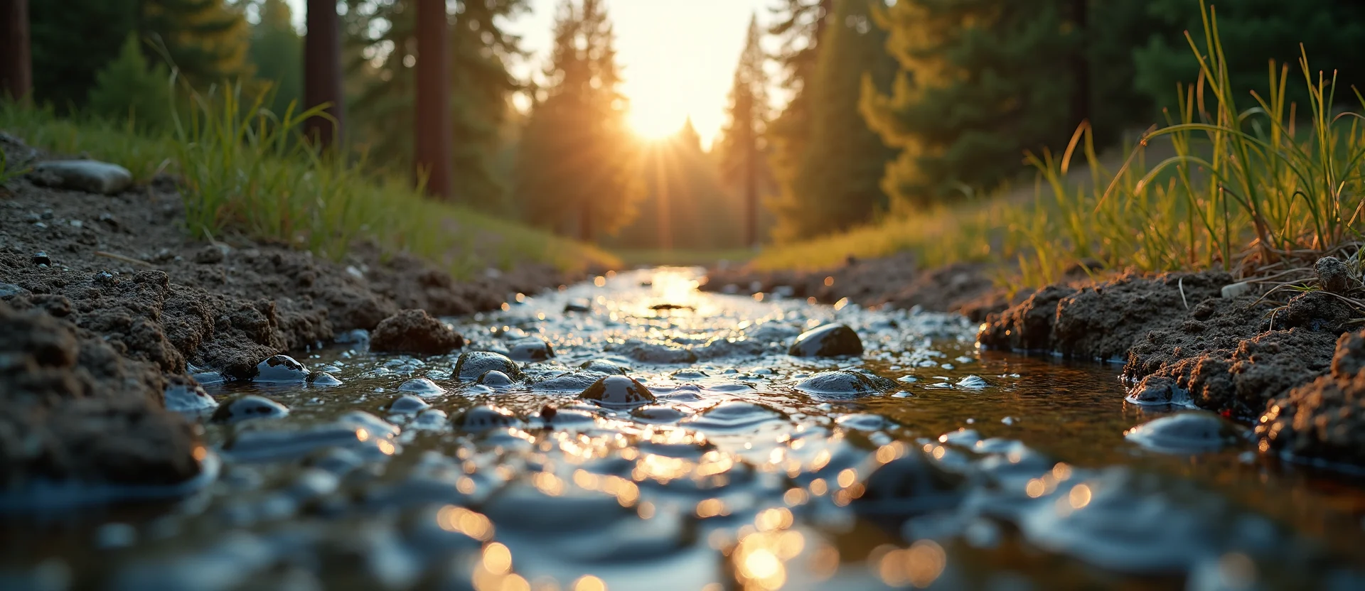 Symbolizing Flow/Cleansing: A local Desert Peach clear cold snowmelt stream. - AI Generated